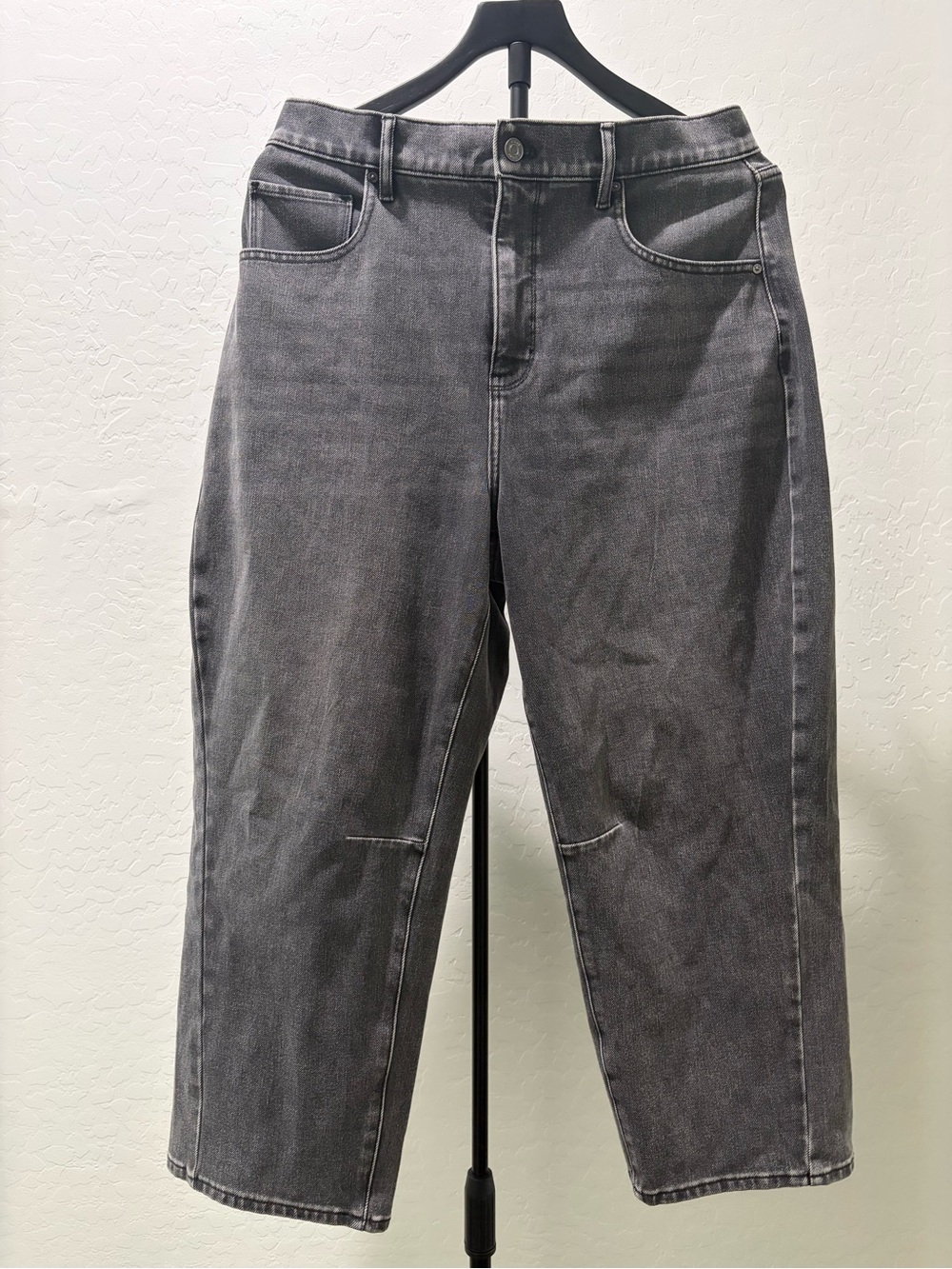 White House Black Market Extra High Rise Barrel Charcoal Blackish Jeans Size 12S